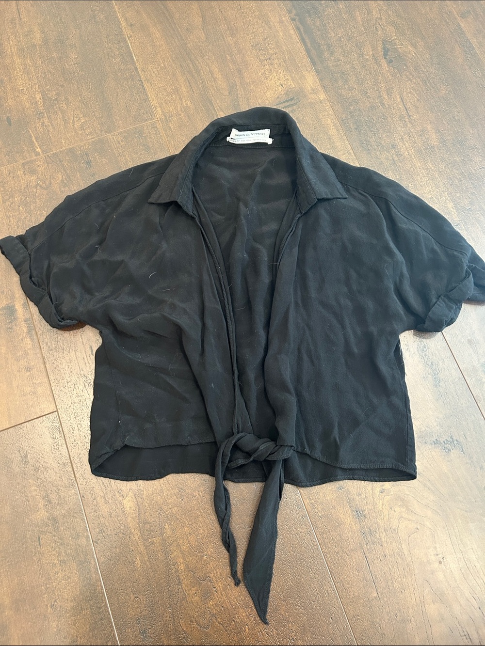 Urban outfitters black collared tie top